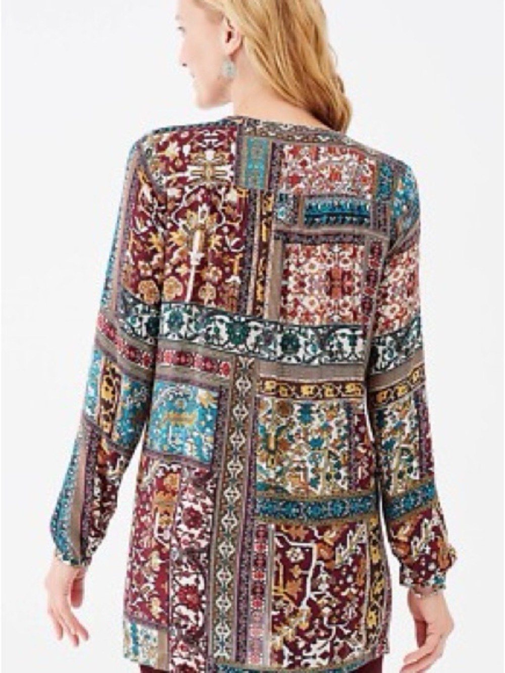 J. Jill Button Front Patchwork Tunic - Picture 2 of 5